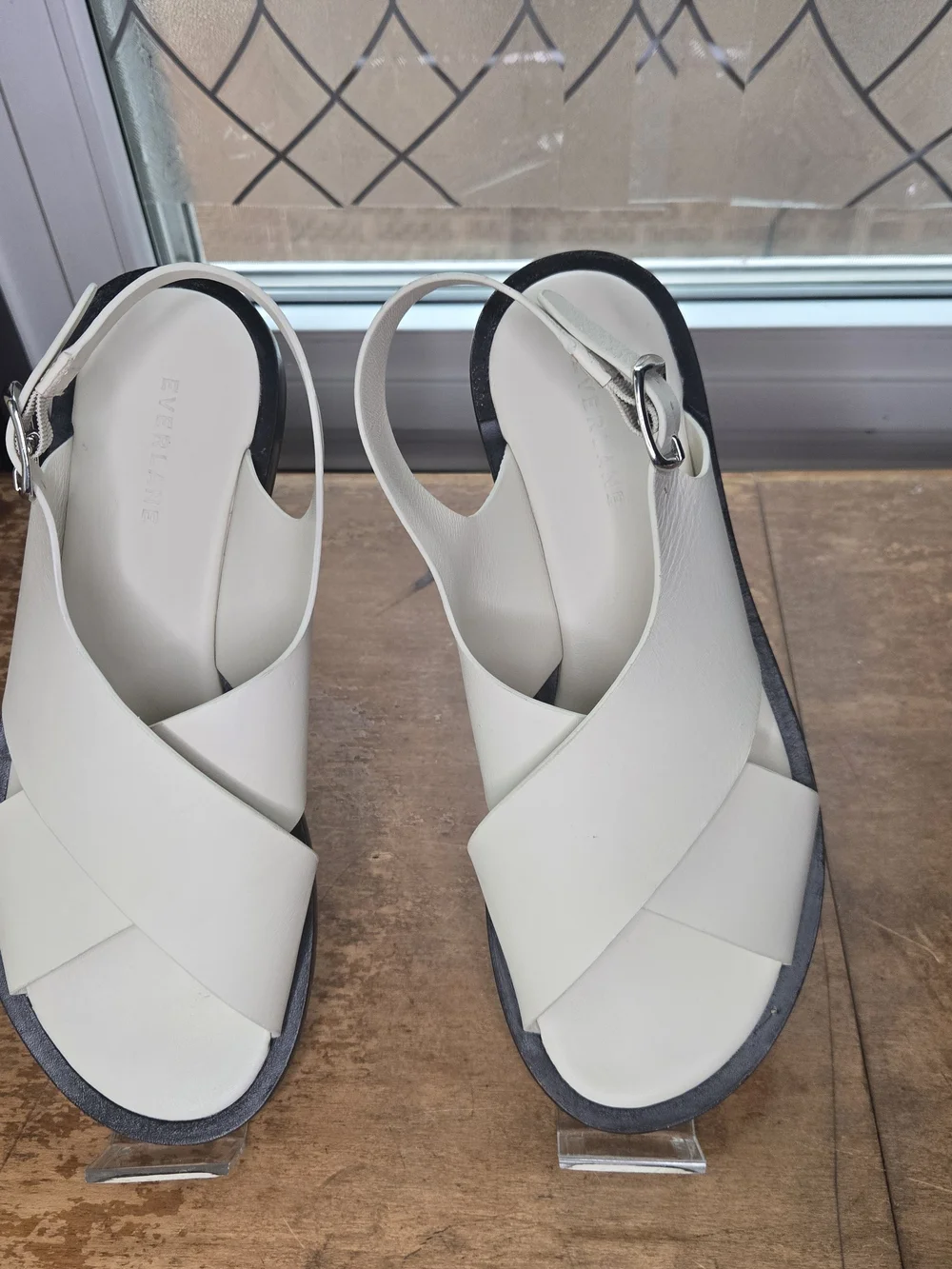 Everlane The City Crossover Sandal Parchment Cream Leather Sz 8.5